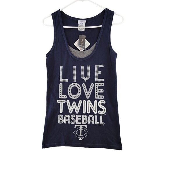 MLB Minnesota Twins Women's Navy Sparkly Tank Top Sz M - Picture 1 of 9